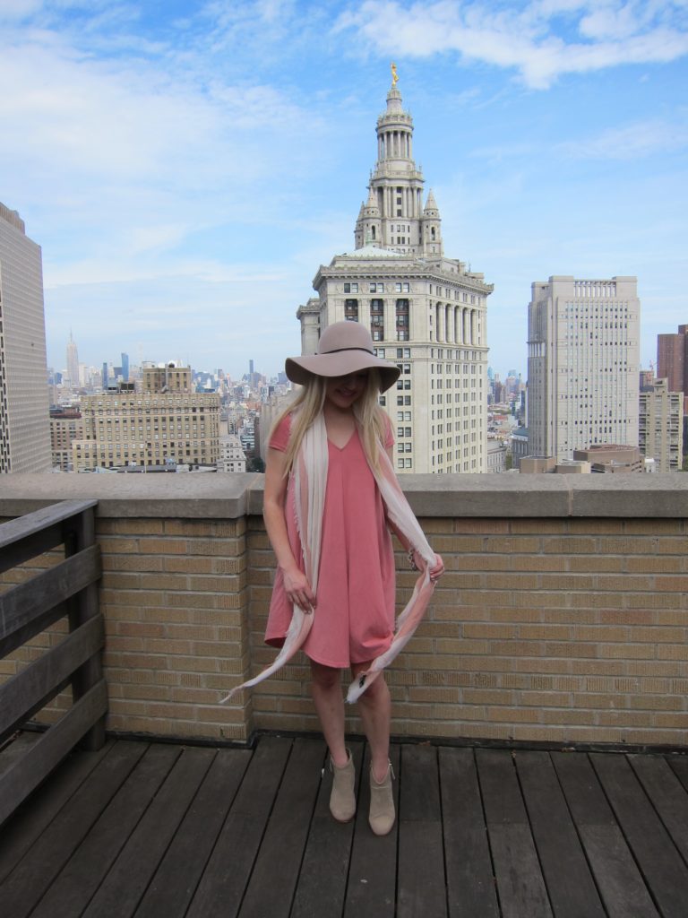 pink swing dress, pink scarf, nordstrom style