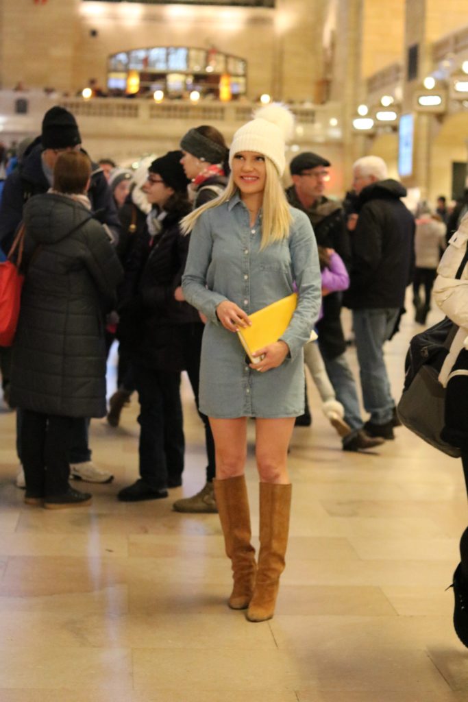 fashion blogger in grand central station