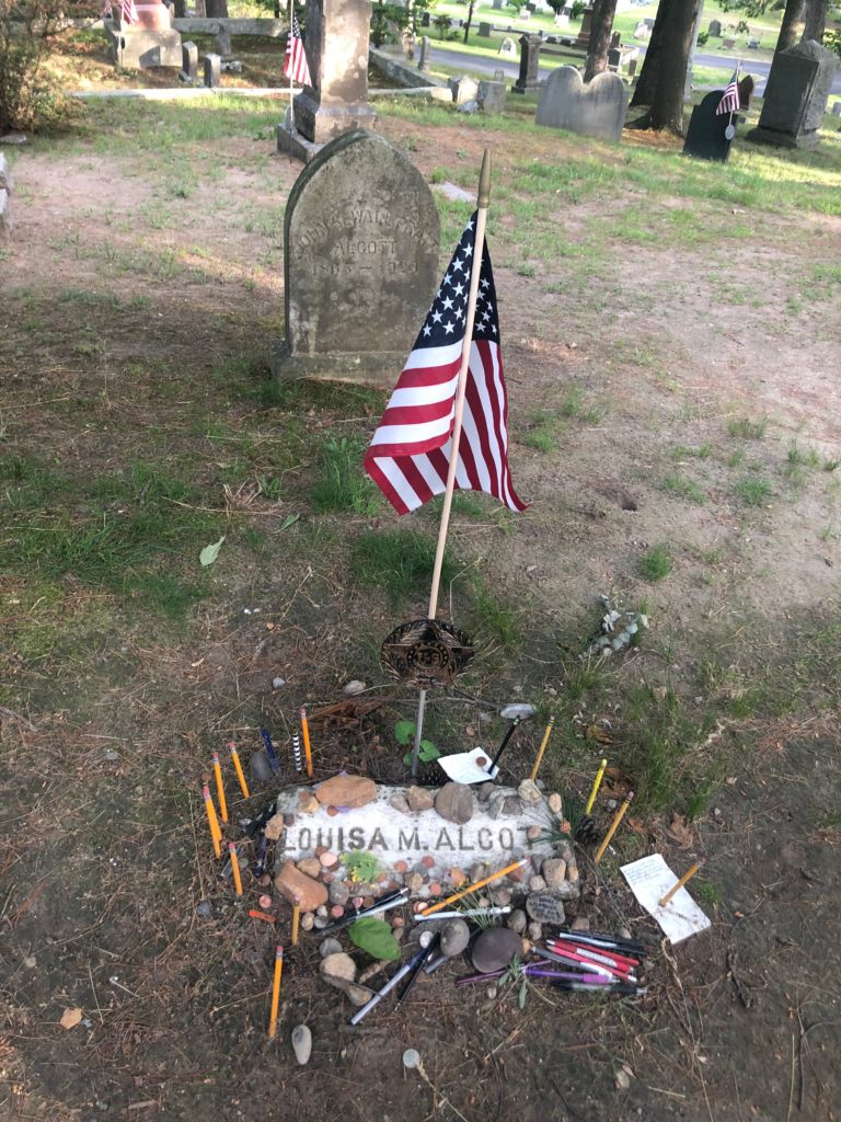 louisa alcot grave with pencils