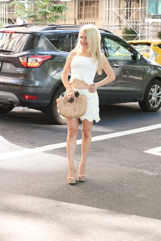 crop top, white daisy skirt, nordstrom