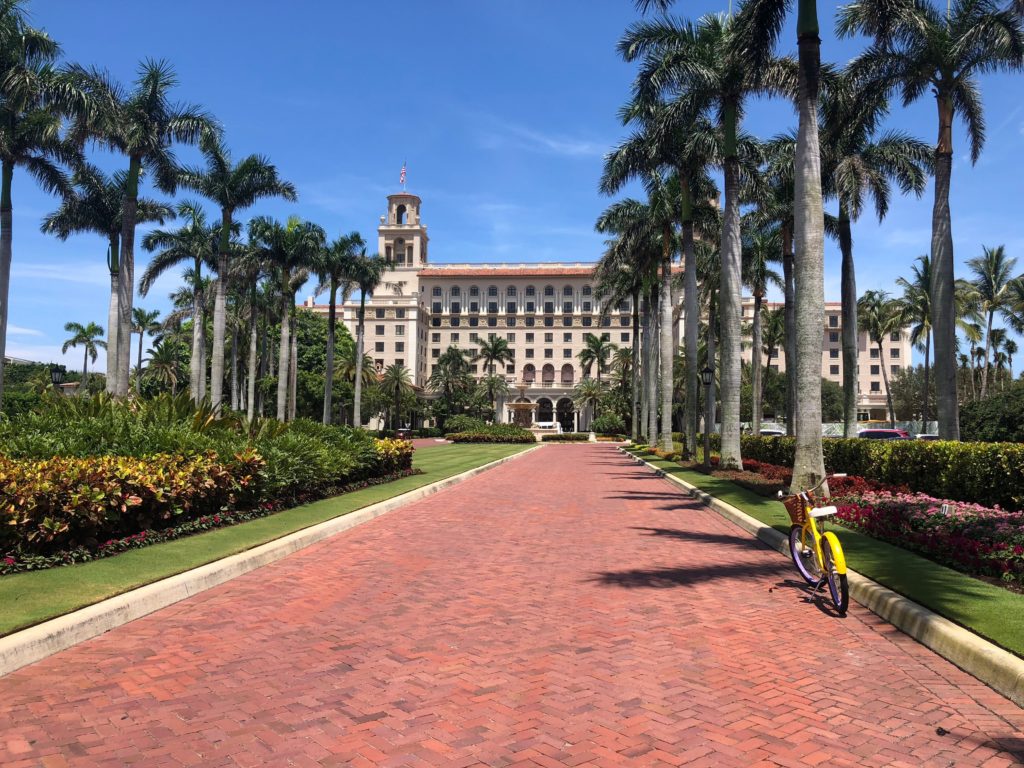 The Breakers Palm Beach front view with beach cruisers