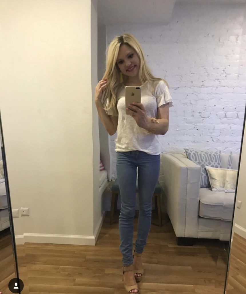 white tee denim outfit