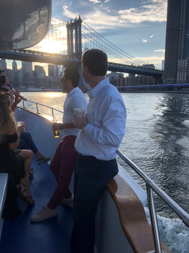 boat cruise under Brooklyn bride
