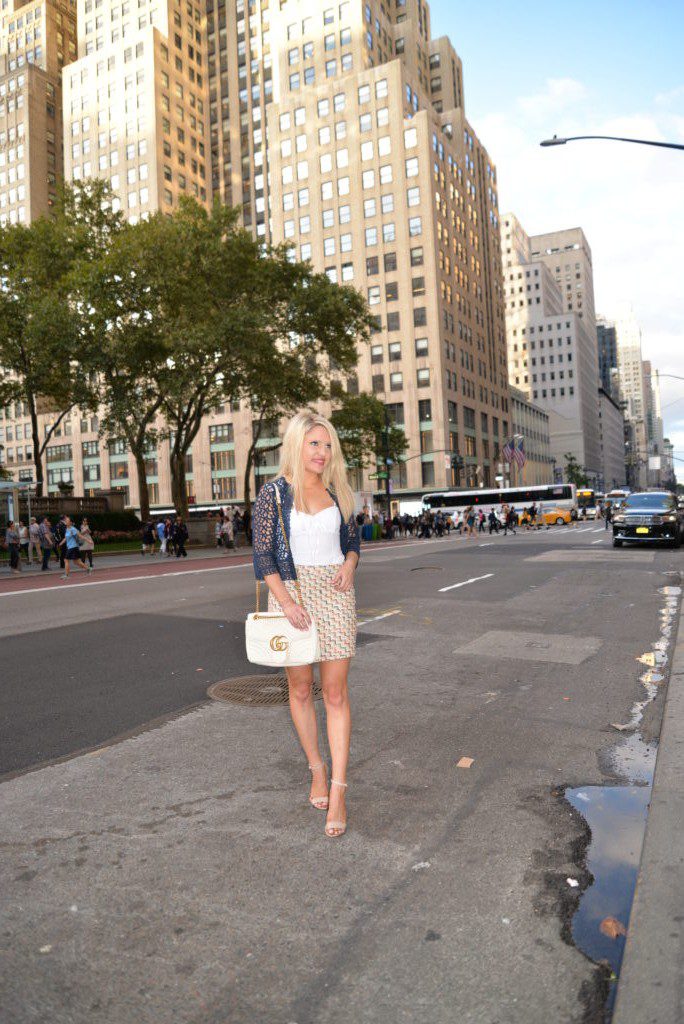 eyelet cardigan tweed skirt