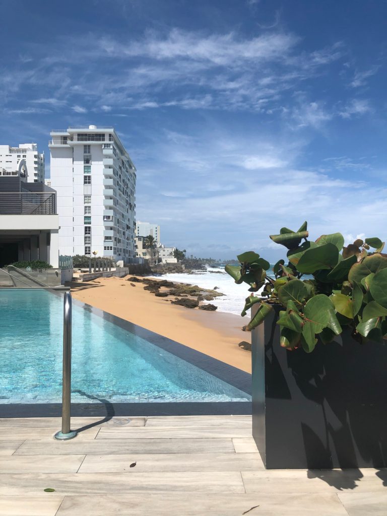 infinity pool on beach in San Juan