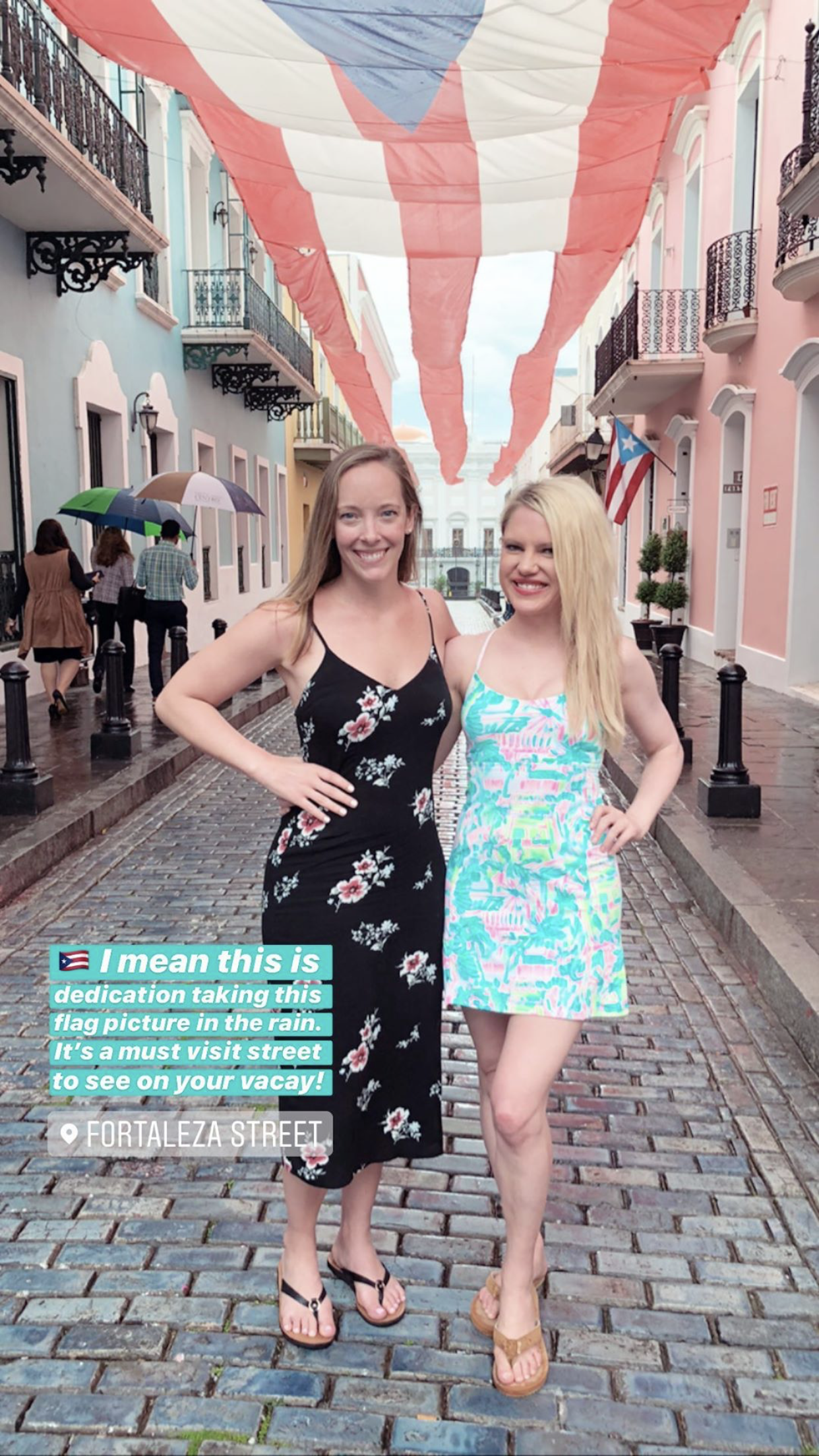 Fortaleza street in San Juan with the Puerto Rican flag, flag street in San Juan