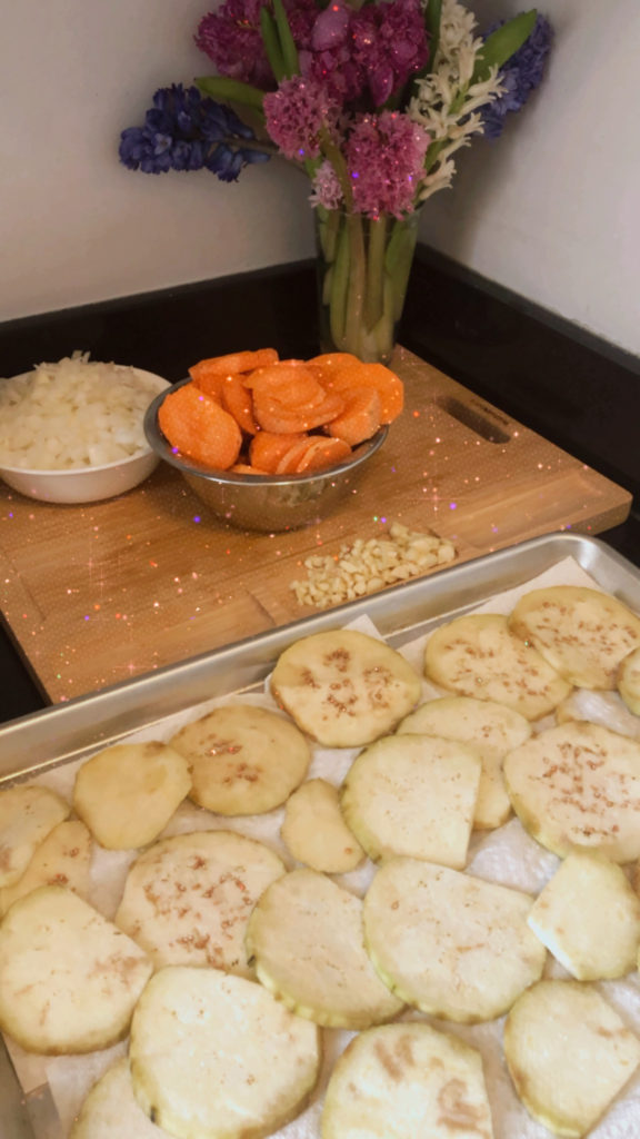 sweet potatos and eggplant